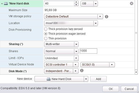 VMware ESX - Shared Disk Between VMs